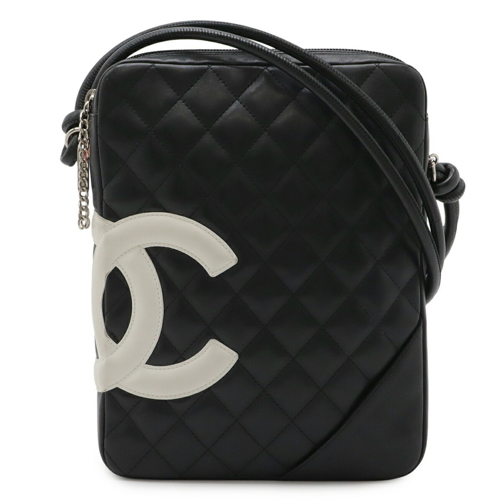 CHANEL Black Leather Logo Pochette Shoulder Bag - Picture 2 of 10